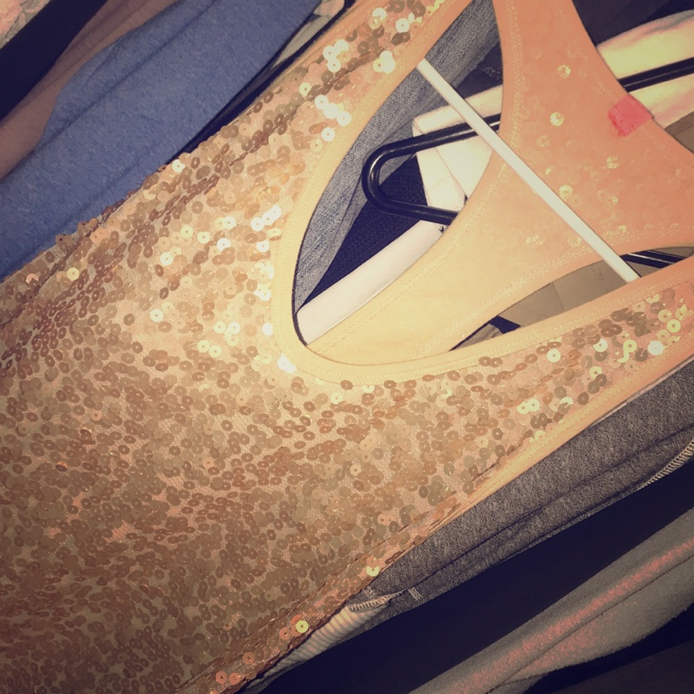 Eighty six top gold sequin top